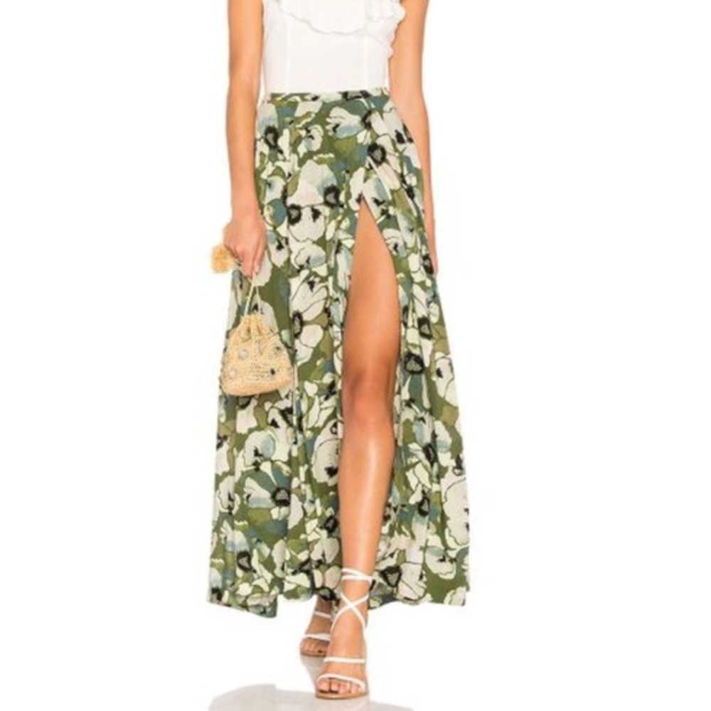FREE PEOPLE maxi skirt, long bohemian slit floral
